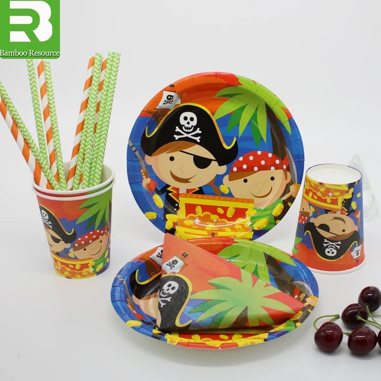 2021 Disposable paper party set paper cup and paper plate with napkin