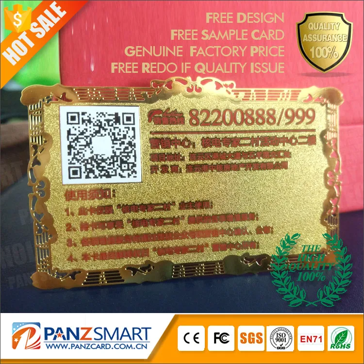 High Quality custom gold metal NFC business card with embossed number