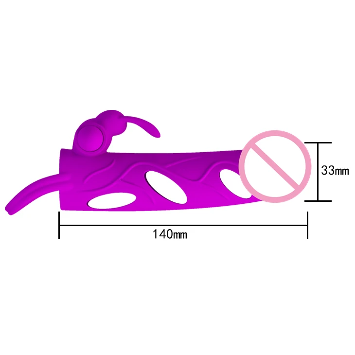 Vibrating Rabbit Sleeve Penis Extension with Bullet Soft Condom Vibrator