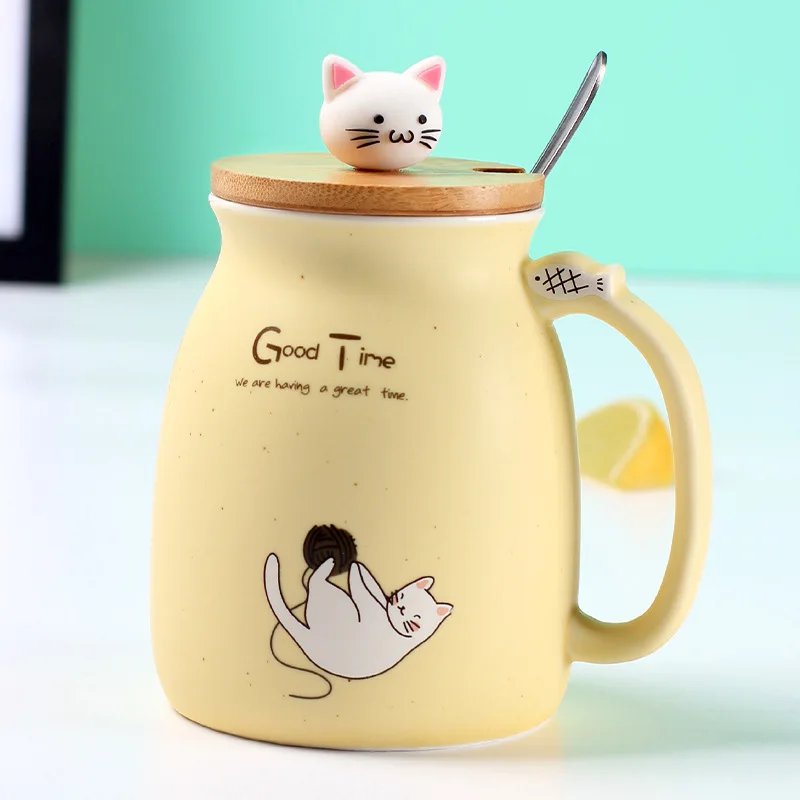 
Zogift Custom printed sublimation mug cat shape ceramic coffee cup for kids girl gifts 