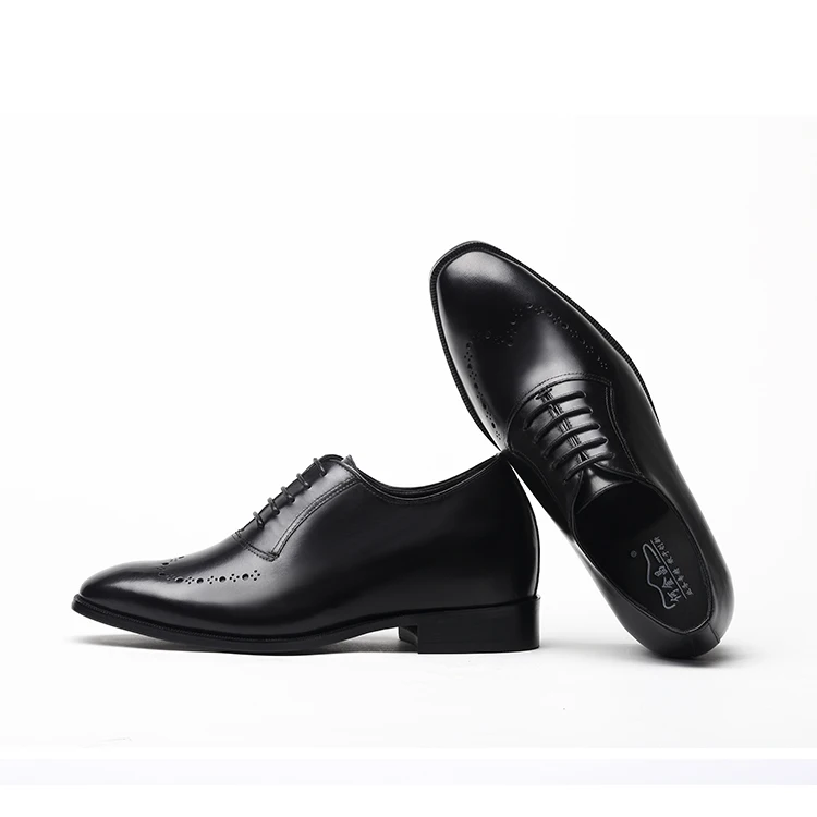 wholesale High End Luxury Height Increasing Footwear Handmade Genuine Leather Elevator Door Shoes Internal heightening 7cm