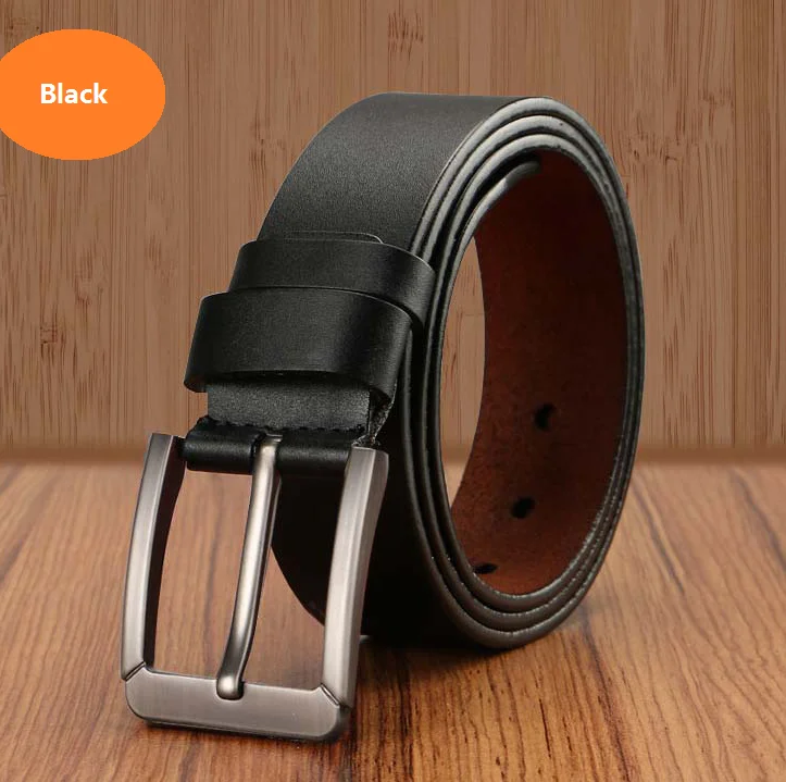 100% Cowhide Genuine Leather Belt Men Brand Strap Male Pin Fancy Vintage Cowboy Jeans Cintos