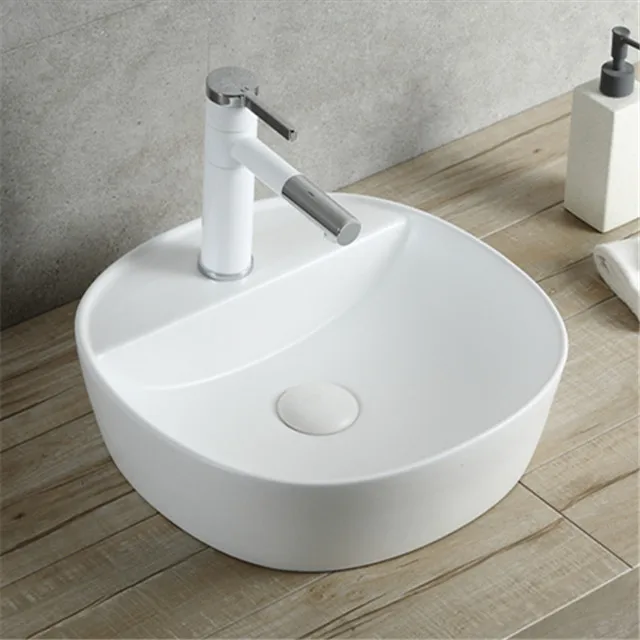 Europe modern oval shape ceramic bowl basin for hand washing in restaurant
