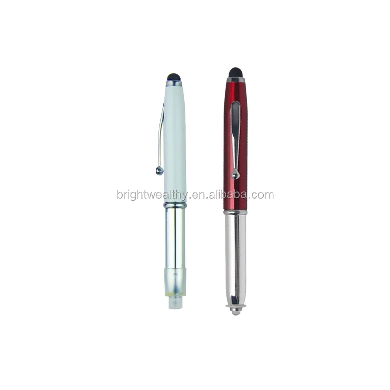 Original factory multi-function metal LED stylus pen light logo