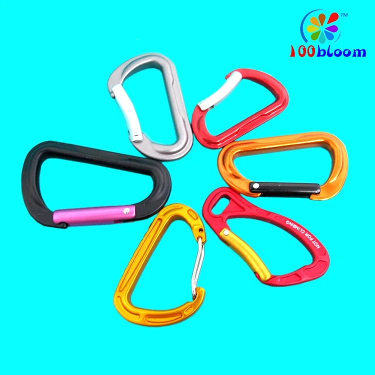 Wholesale or retail high quality climbing carabiner keychain 6.5cm customized aluminum hook wire gate carabiner clip
