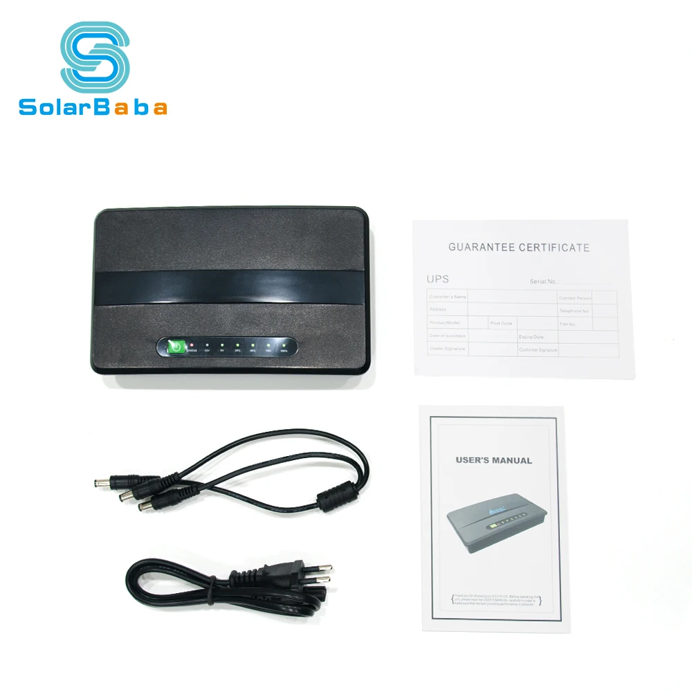 
Solarbaba Mini UPS 5V 12V 2A Uninterruptible Power System for routers modems set top boxes Mini UPS 5V 12V &nbsp;2A Uninterruptible Power System for routers modems