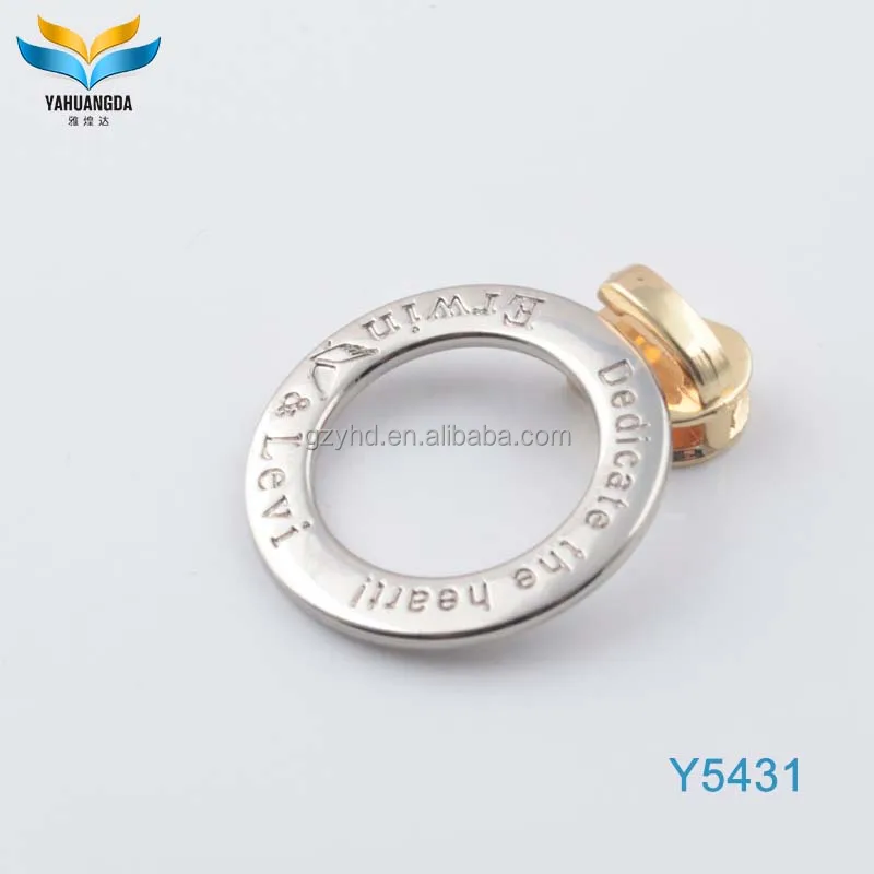 high quality shiny gold color customized engrave logo oval handbag metal spring o ring for handbags fittings/webbing