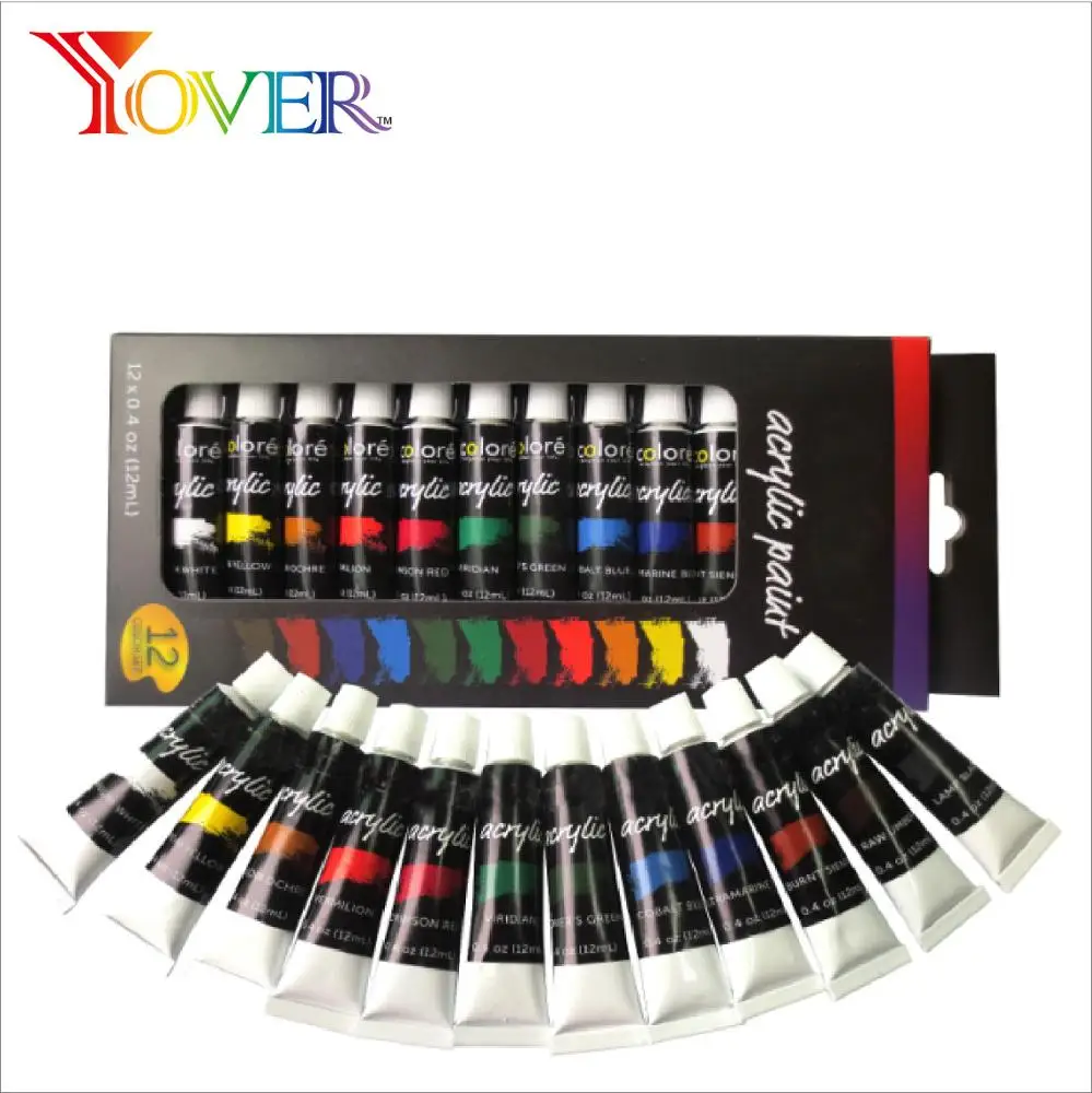 Hot Sale on Amazon cheap price 12pcs 12ml Artist Acrylic Paint Set