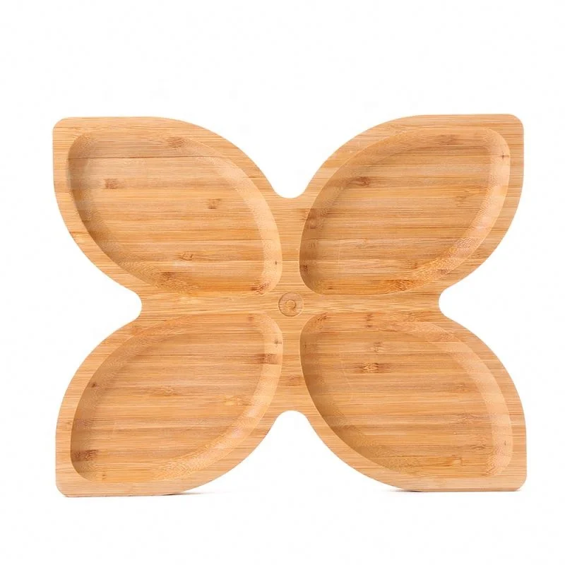 
Wooden Divide Condiment Sauce Plate, Dipping Tray Snacks For Party Plates 