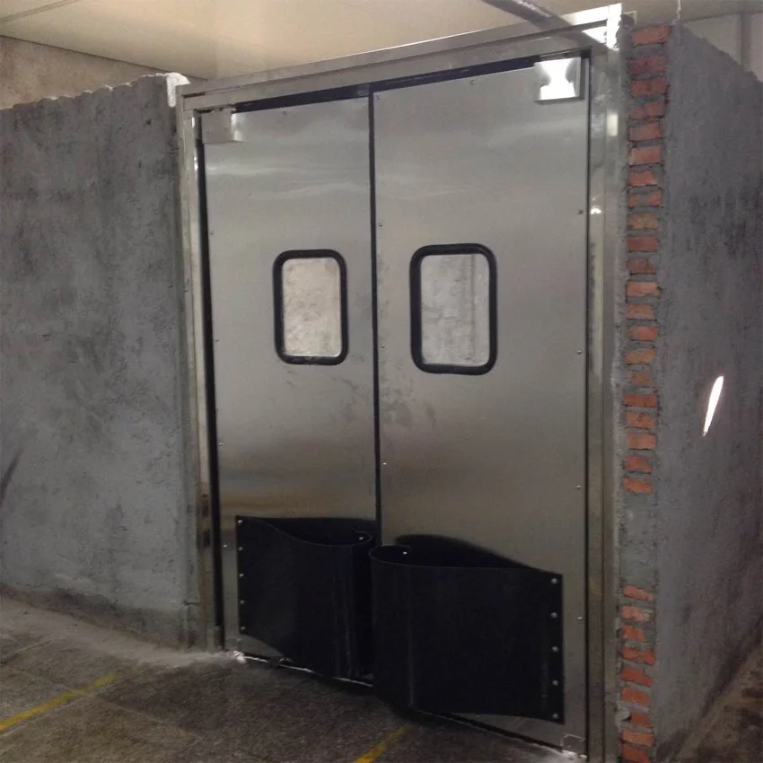 Impact resistant swing double leaf traffic interior door for factory