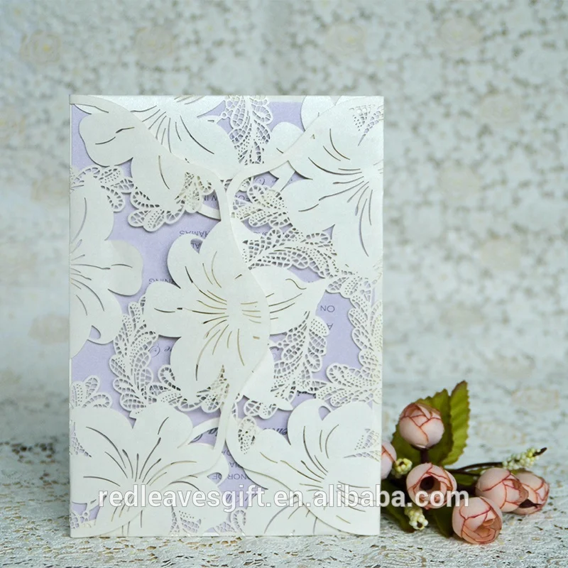 2021 Laser cut flower theme wedding invitation card gift card