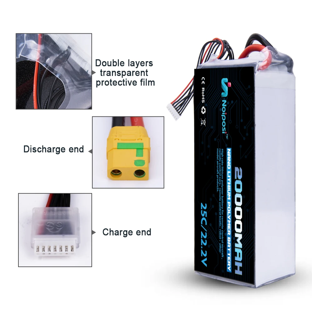 Factory High Quality 6s 22.2v 20000mah Lipo Battery pack 20C 25C