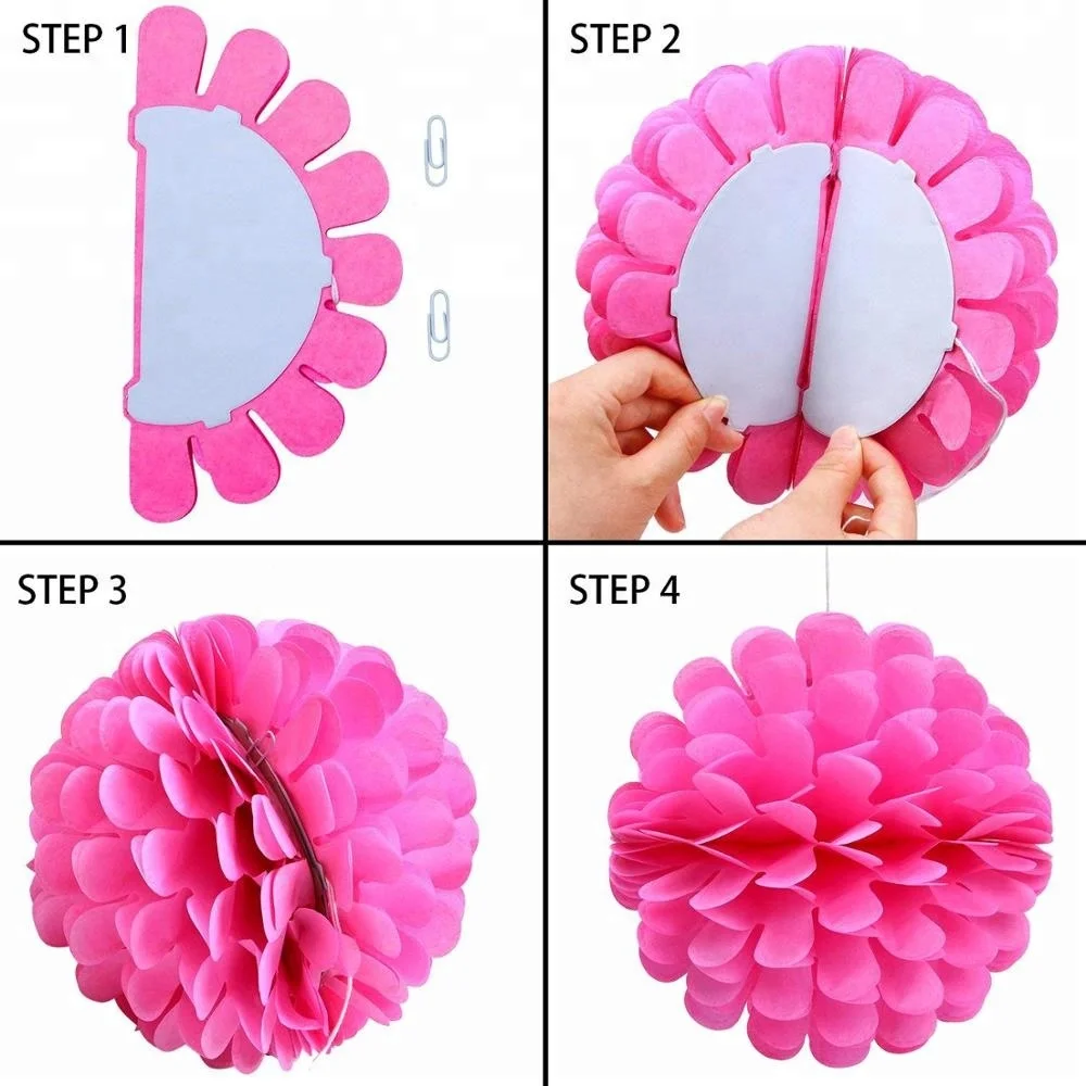 Hawaiian Party Decorations Tissue Pineapples Paper Pom Poms Flowers Tissue Paper Fan Polka Dot Paper Garland Flamingo Pineapple