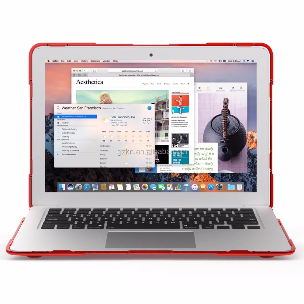 Rubberized plastic hard cover case shell for Macbook Air 13/Retina 12/Macbook Air 11 with strong stand