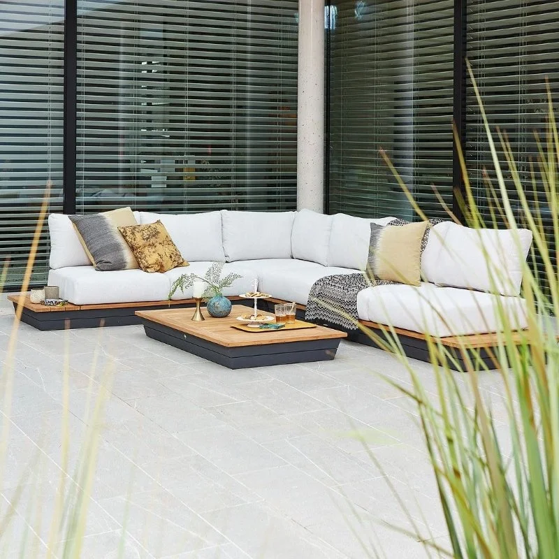 
modern teak wooden hotel sofa outdoor patio sofa set sectional chaise lounge garden set 