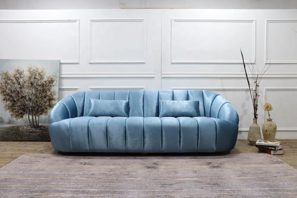 Modern living room three to four seater grand velvet fabric concise style sofa