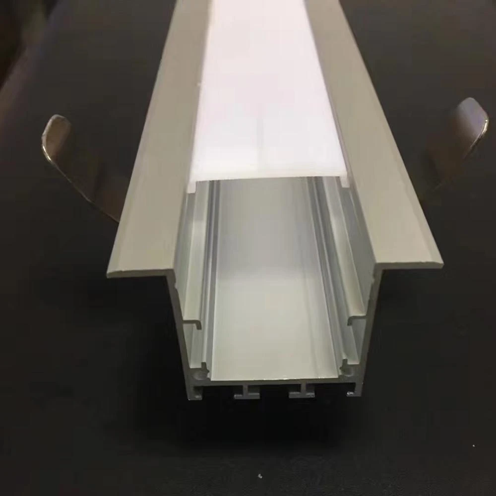 
55mm wide aluminum u channel with flange recessed led aluminum profile for led stripes with spring clips 