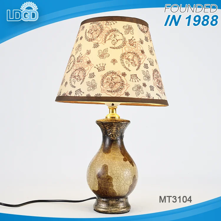 Popular Low Price Hotel Antique Ceramic Base Cartoon Cute Table Kids Room Lamp Bedside With Fabric Shade