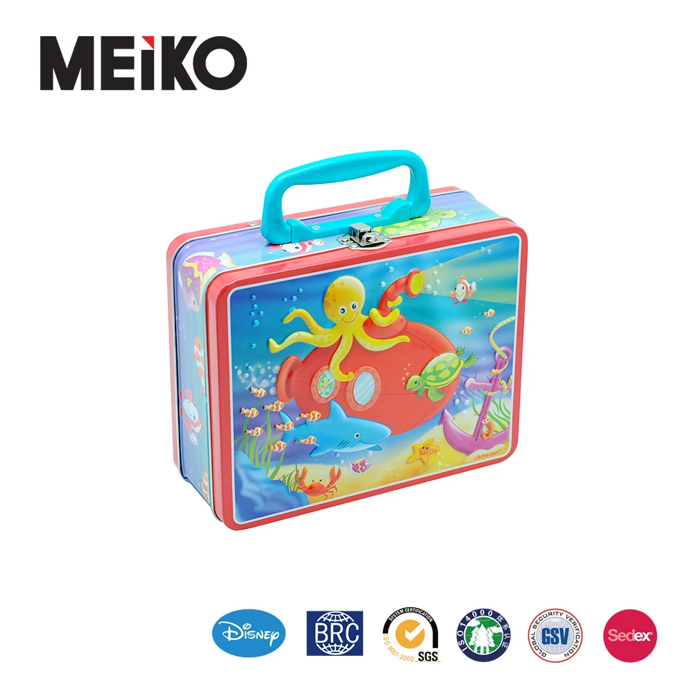 wholesale custom square metal plain lunch tin box with lock and key