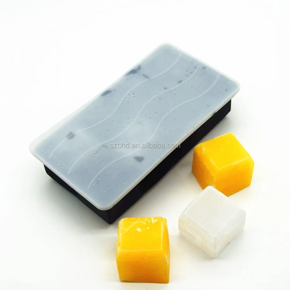 Large Size Custom Silicone Ice Cube Tray With 8 Cavities Bar Drink Whiskey Big Square Ice Brick Cube Maker Tray Mold