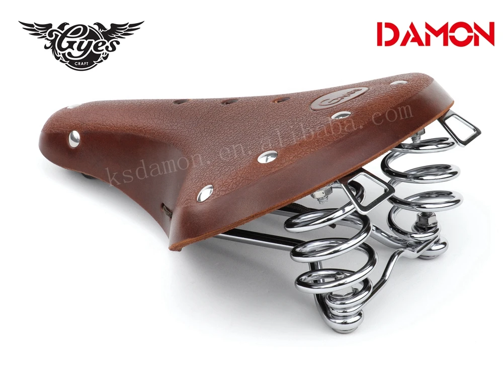 Gyes GS-08 Cow Leather Retro Saddle Cool Road Bicycle City Bike Seat Hand Made