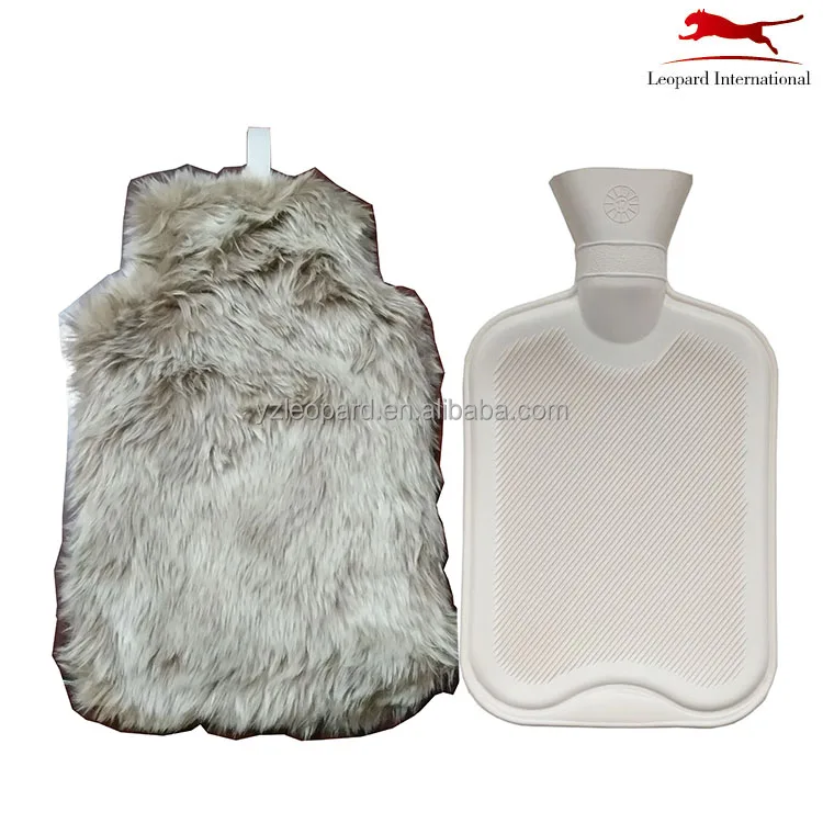
Mild luxury grey faux fur hot water bottle wamer cover with liner 