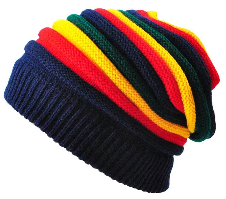 Rasta Beanie, rainbow slouch beanie, Jamaica beanie
