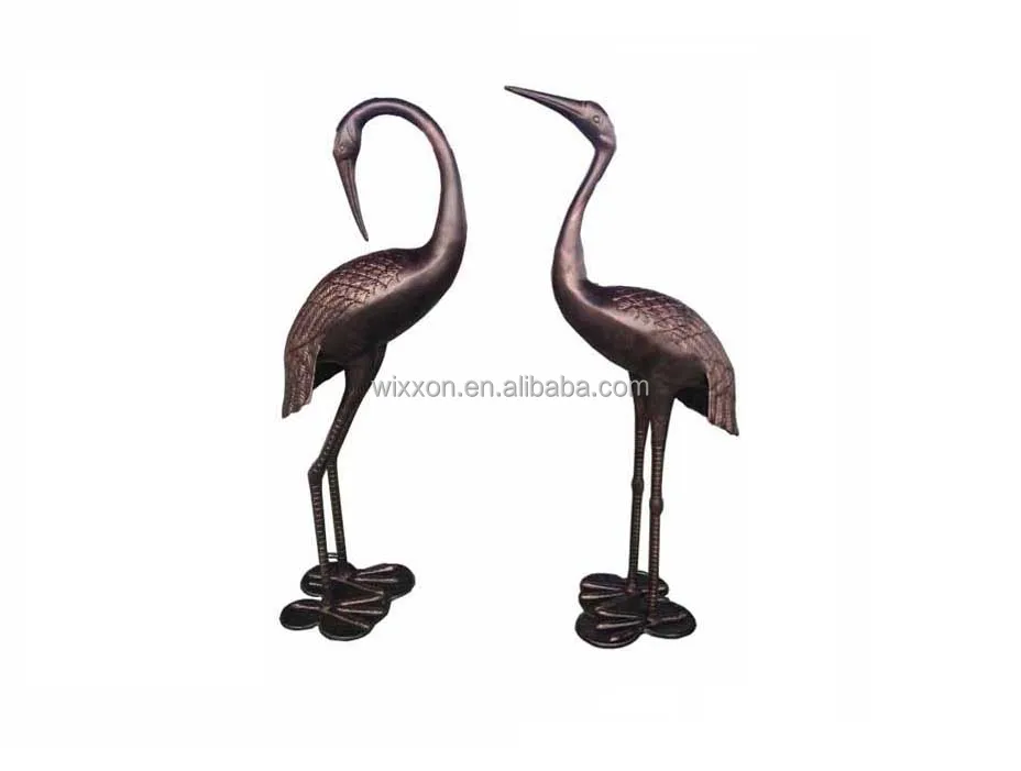 Garden Heron Pair Sculpture/Cast Aluminium Crane Set
