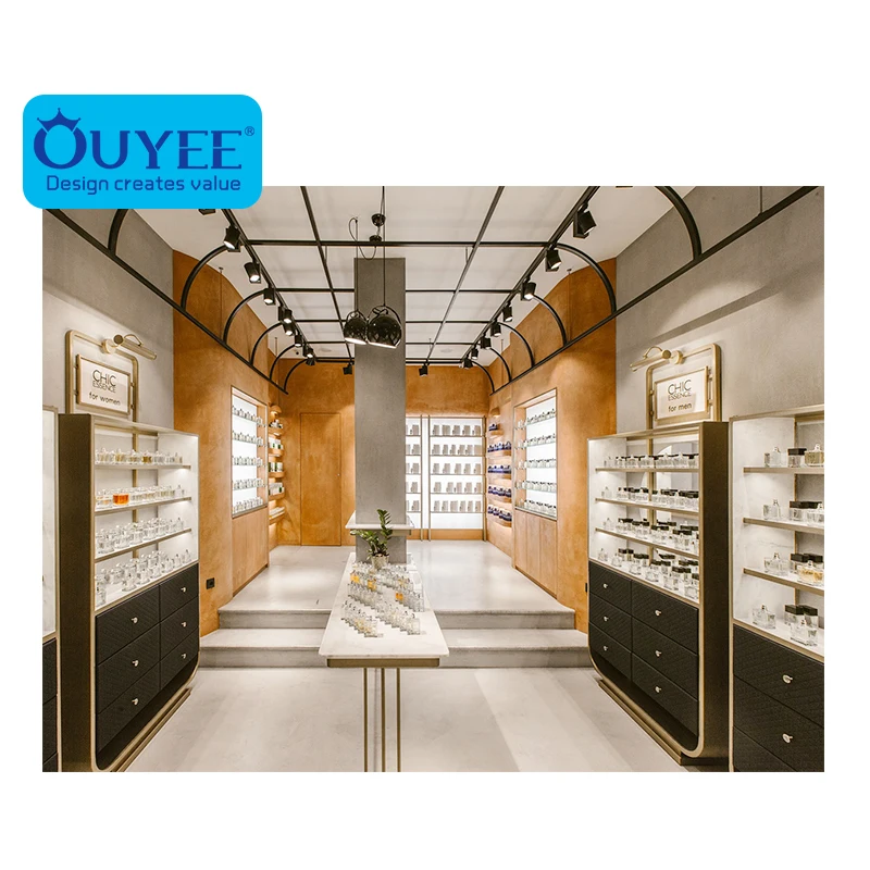 Perfume Display Shelf Shop Interior Design Decoration Furniture Perfume Display Cabinet Perfume Showcase Display Table