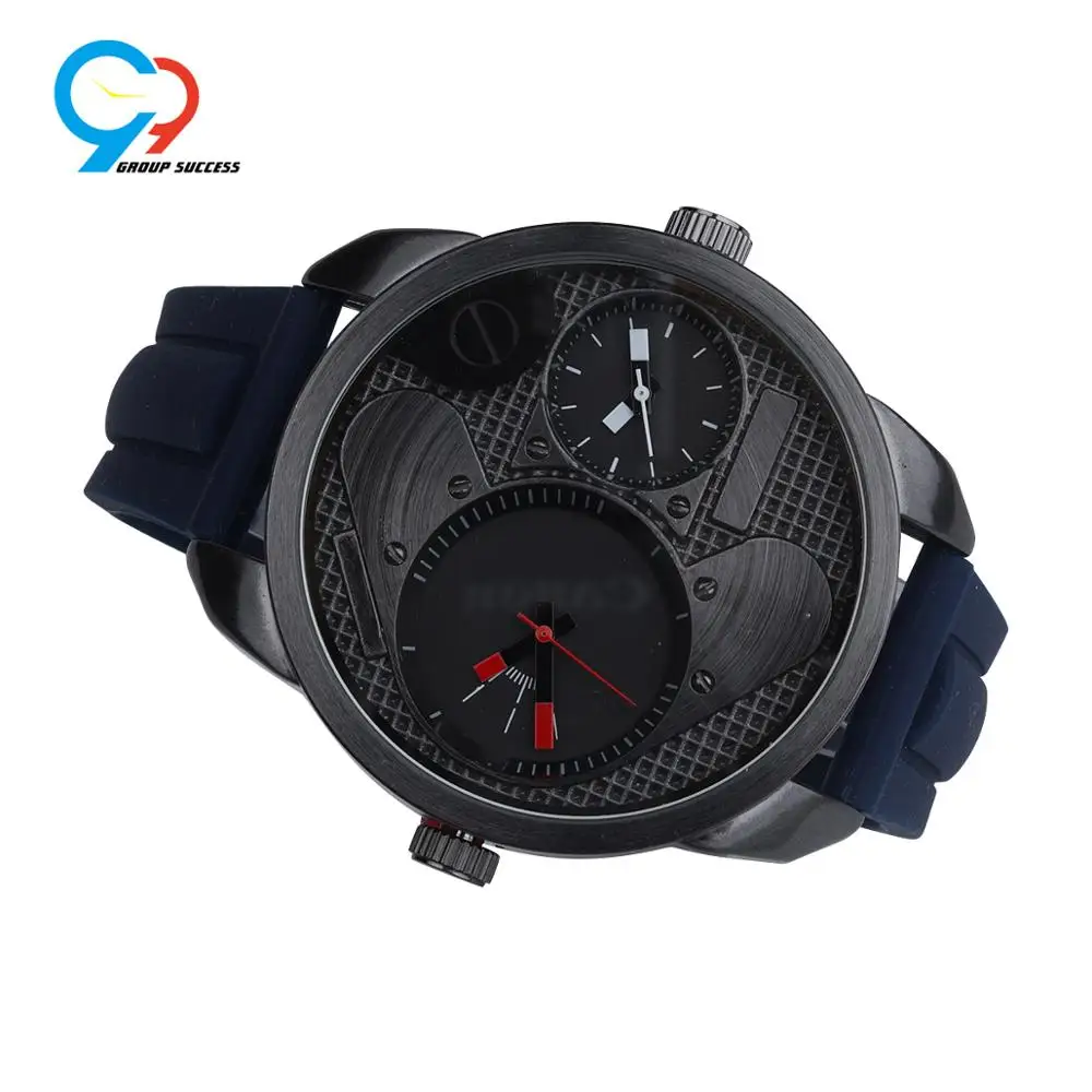 Large face silicone strap men watch for big wrist