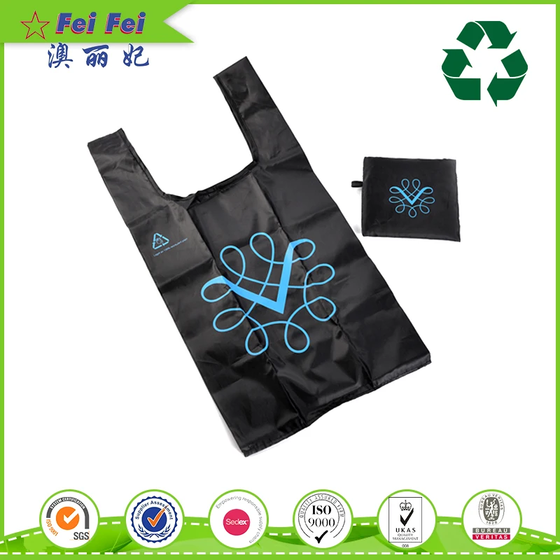 wholesale brand RPET nylon foldable recycle reusable shopping bag with logo