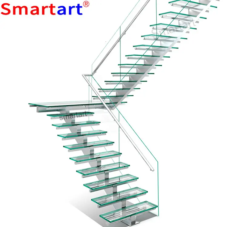 Smartart 2022  Indoor tempered glass circular staircase /outdoor fiberglass stair steps lowes