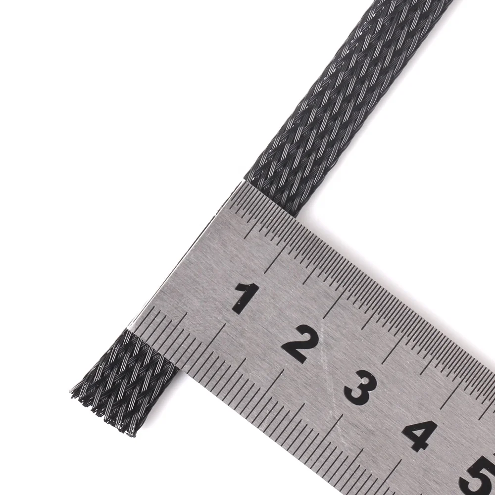 8MM PET Black Electric Braided Sleeves fabric cable sleeving