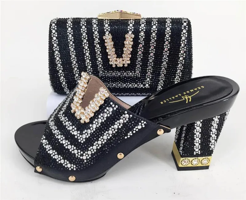 High Heels Platform Shoes With Bag Set For Ladies Party 2019 Pumps Italian Purple Shoes With Matching Bags For Bridal