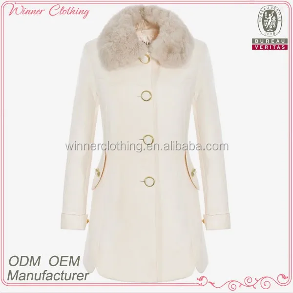 
Elegant rabbit fur collar White Princess Style Winter Coat for girls 