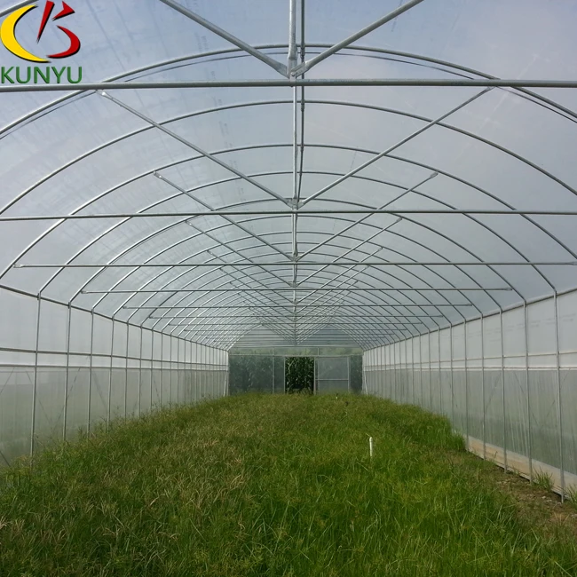 Kunyu Economical High Tunnel Plastic Film Tropical Greenhouse For Agriculture Cultivating