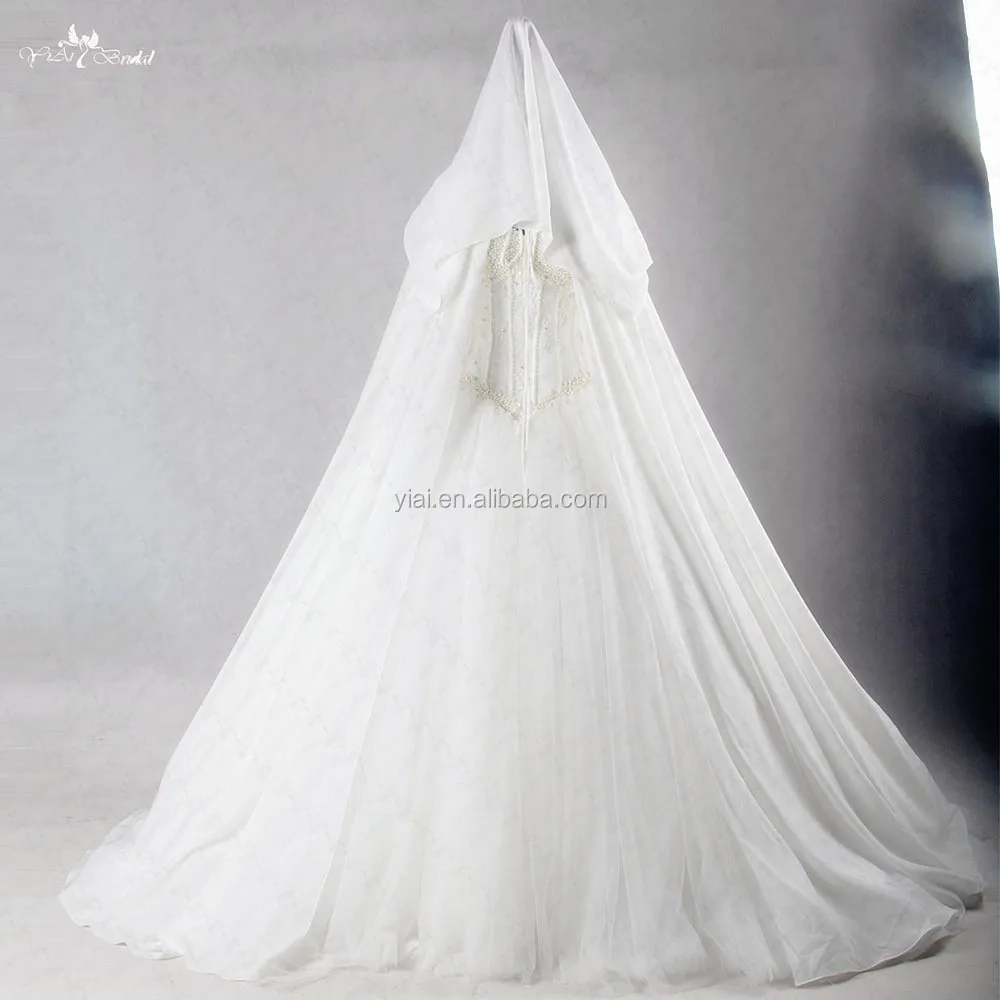 
RSJ20 Big Hat Wedding Chiffon Muslim Cap Cape Dresses 