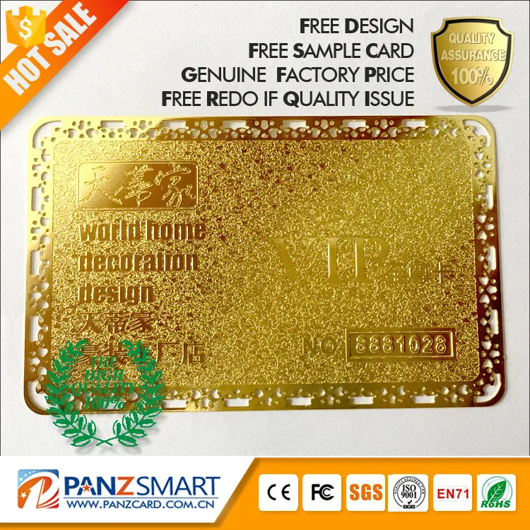 High Quality custom gold metal NFC business card with embossed number