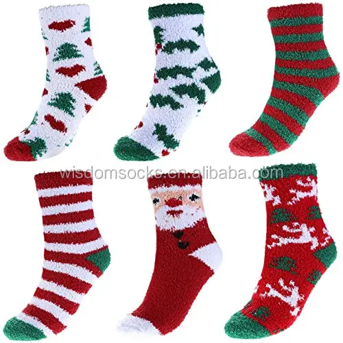 Winter Sleep Bed Floor Home Fluffy Coral velvet fuzzy Christmas socks