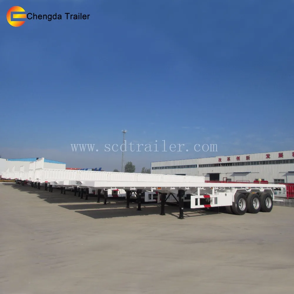 3 axle flat track container 40 feet flatbed truck trailer made in China