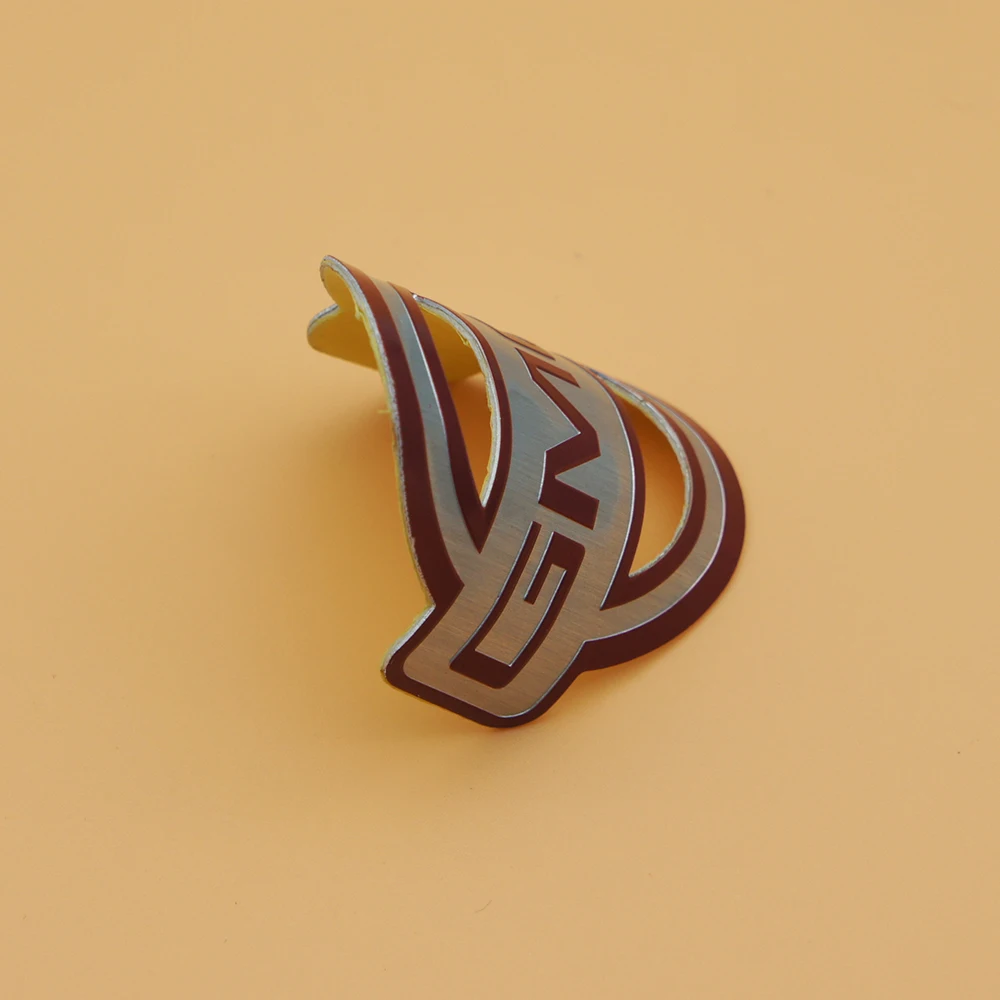 custom metal bicycle emblem manufacturer aluminium nameplate hollow out sticker make your private label