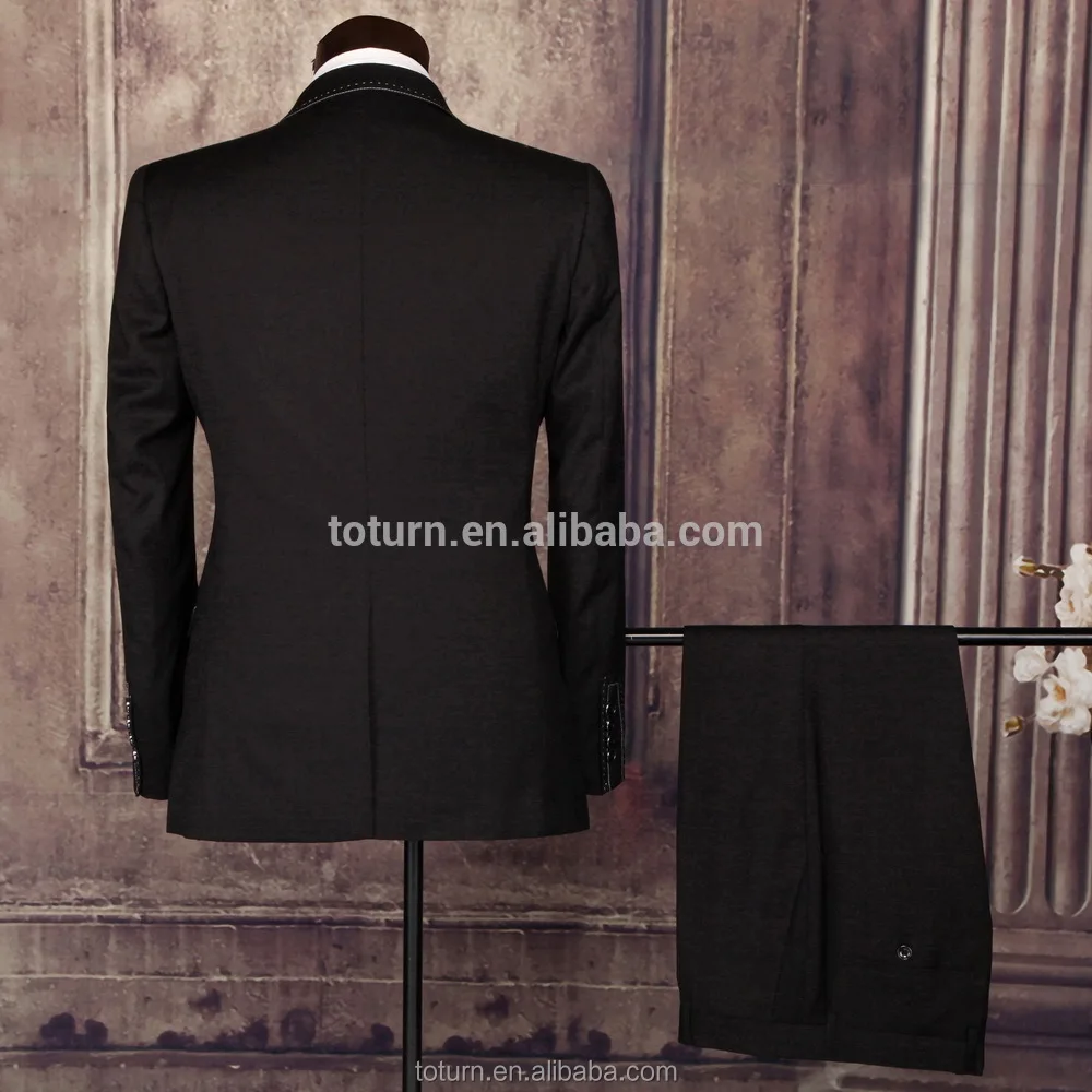 latest pattern Trendy italian Style Wholesale Bespoke Tailor Formal black grey man Two Pieces Business Suits For Mens