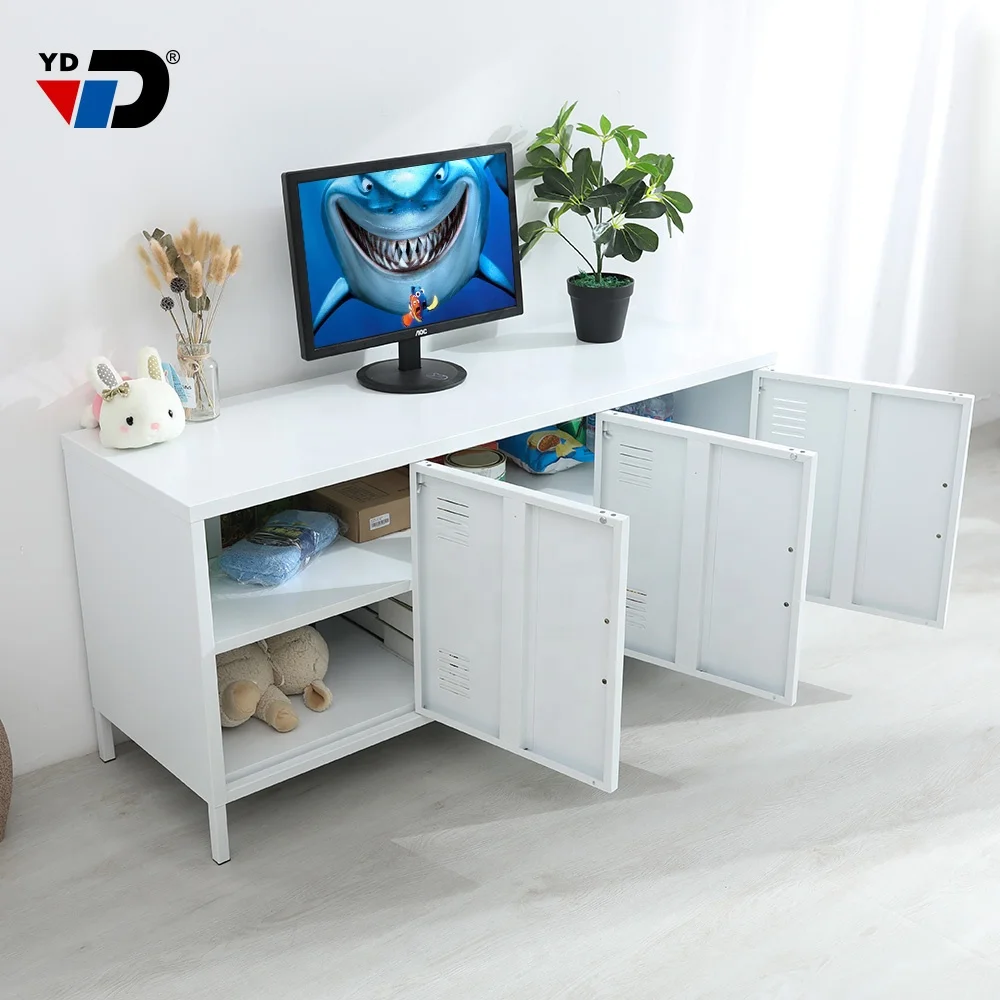 RETAIL PRODUCT  Colorful steel modern livingroom metal  design cabinet new cheap useful large storage furniture classic tv stand