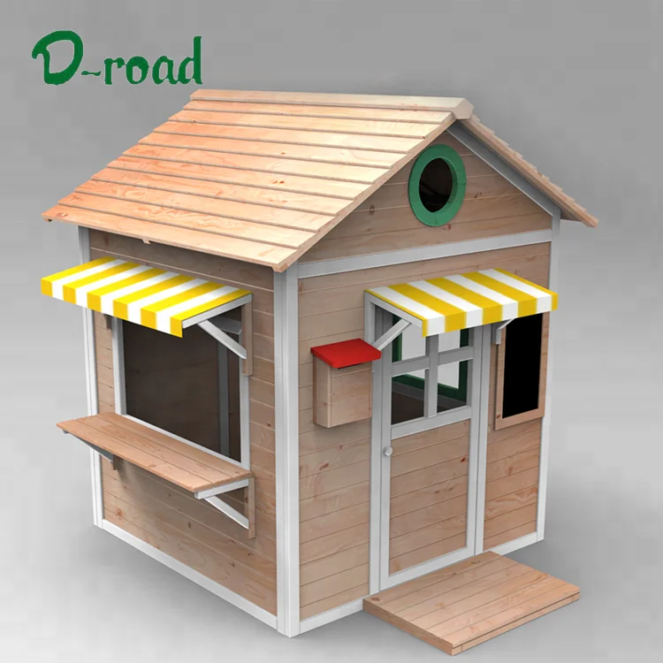 Kids Outdoor Wooden Colorful Playhouse Cubby Wood With Windowsill and Lockable