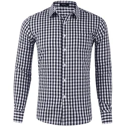 Hot selling men small plaid cotton dress shirt with wholesale price