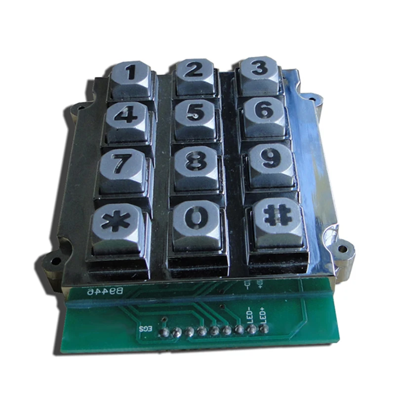 Metal backlit access control outdoor keypad with 12 keys