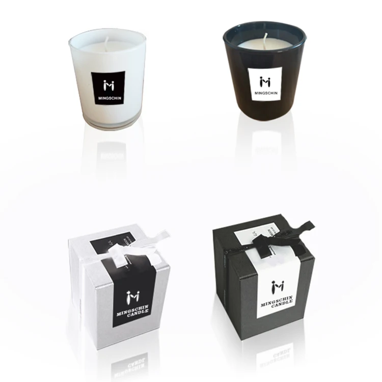 Luxury Candle Set White Frosted Glass jar and Box Scented Soy Wax Candle