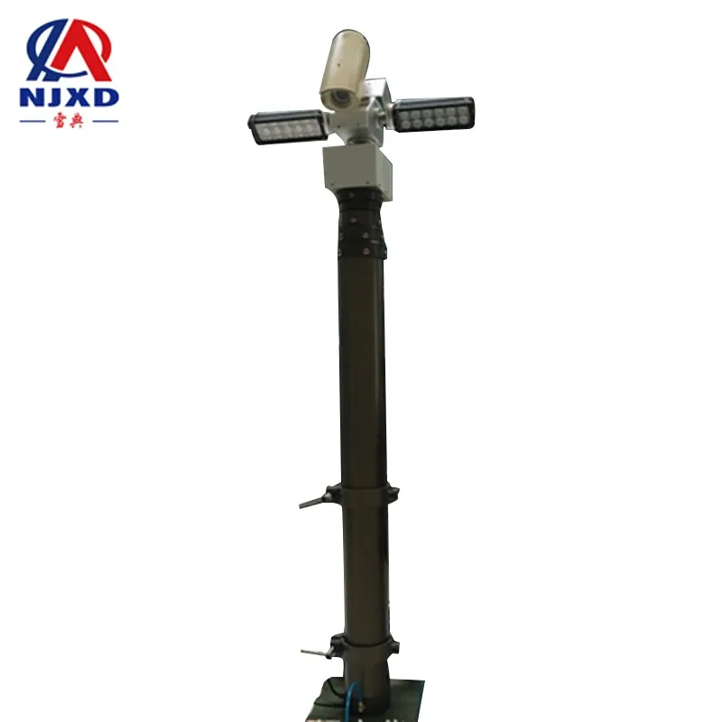 Xuedian 5m to 10m rapid deploy cctv trailer telescopic mast