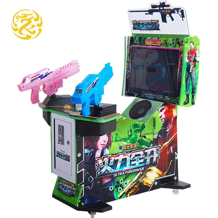Coin operated amusement video gaming simulator gun shooting game machine