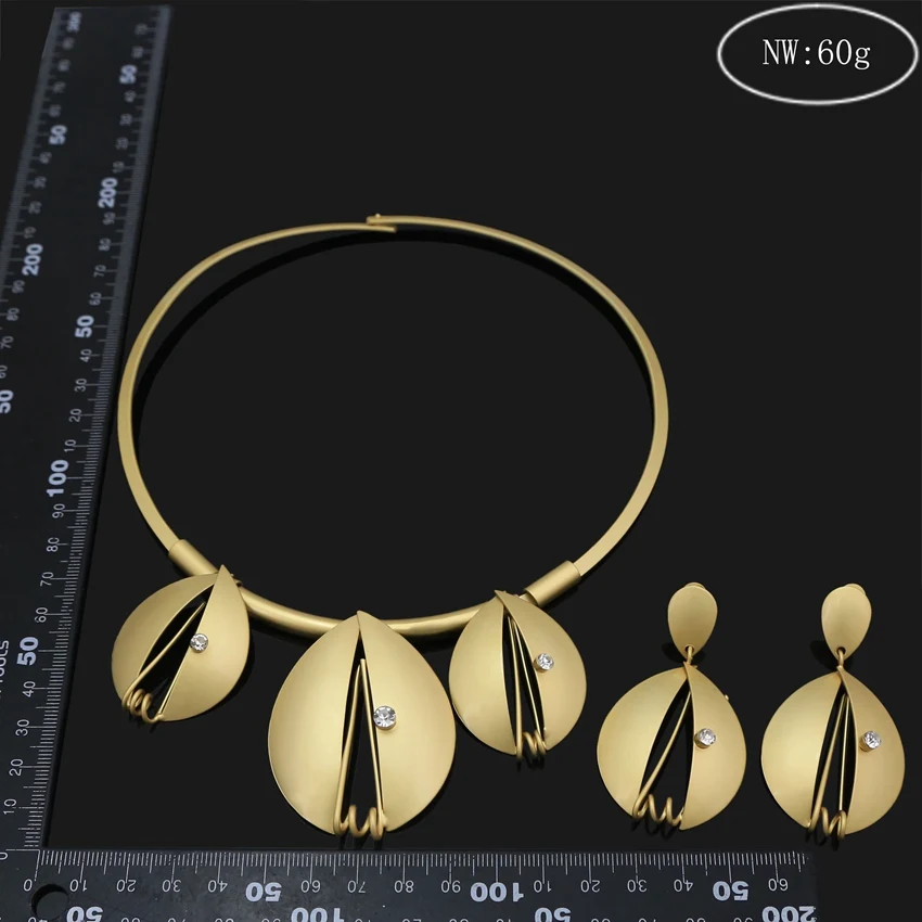 
Yulaili Bridal Jewelry Set Nigerian Wedding Dubai Gold Jewelry Sets for Women African Big Flowers Necklace Earrings Jewellery 